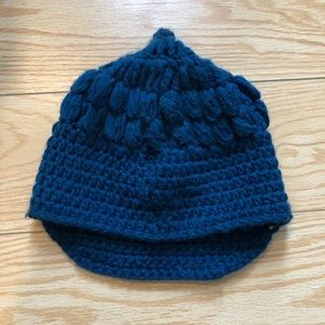 Dark green beanie knit w extended length in back